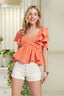 ADORA Flare Sleeves Peplum Blouse Top