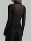 Sheer Mesh Turtleneck Top