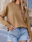 Center Seam Drop Shoulder Pullover Solid Sweater
