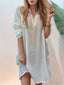 Full Size Side Slit Roll-Tab Sleeve Mini Shirt Dress Plus Size