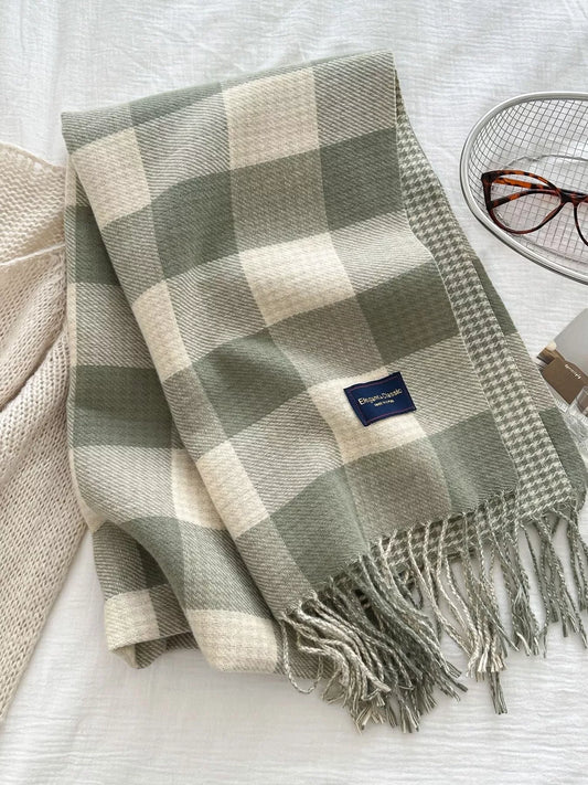 Plaid Tassel Winter Scarf