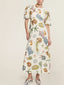 Printed Round Neck Puff Sleeve Dress