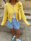 Cropped Button-Front Sweater Cardigan