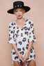 BiBi Leopard Printed V Neck Woven Top with Ruffled