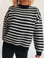 Striped Mock Neck Long Sleeve Sweater