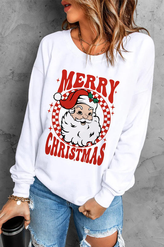 Santa Graphic Round Neck Long Sleeve Sweatshirt