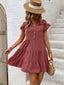 Tiered Notched Flounce Sleeve Mini Dress