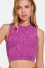 Zenana Washed Ribbed Seamless Crop Tank with Bra Pad