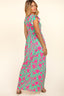 Haptics Ruffled Printed Round Neck Cap Sleeve Dress