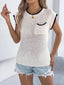 Contrast Trim Round Neck Cap Sleeve Sweater
