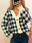 Plaid Button-Down Cardigan
