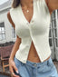 Ribbed Button-Up Knit Vest