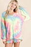 BiBi Tie Dye French Terry Top With Balloon Sleeves