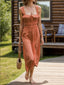 Frill Square Neck Wide Strap Dress