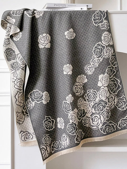 Rose Pattern Warm Scarf
