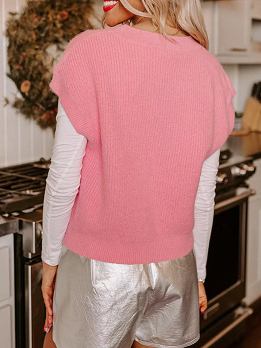 Nutcracker Sequin Short Sleeve Sweater Vest