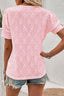 Flower Geometric Textured Short Sleeve Top