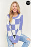 ADORA Plus Size Comfy Checkered Colorblock Sweater Top