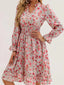 Floral Notched Flounce Sleeve Dress