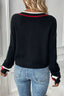 V-Neck Striped Trim Sweater