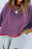 Stripe Exposed Seam Contrast Ribbed Trim Oversize Sweatshirt