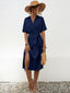 Tied Slit Short Sleeve Dress