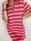 Striped Johnny Collar Short Sleeve Dress