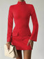 Mock Neck Long Sleeve Bodycon Dress