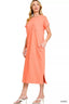 Zenana Round Neck Short Sleeve Midi Dress