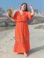 Plus Size V-Neck Flutter Sleeve Maxi Dress