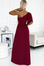 One shoulder Flutter sleeves Slit Dress