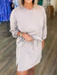 Solid Color Drop Shoulder Pullover and Drawstring Mini Skirt 2pcs Outfit