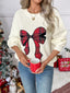 Plaid Bow Round Neck Sweater