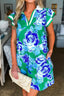 Printed Ruffled Sleeve Mini Dress