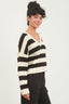 HYFVE Contrast Striped Cropped V-Neck Sweater