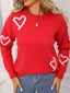 Valentine's Day Heart Print Crew Neck Sweater