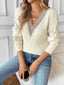 Openwork V-Neck Long Sleeve Sweater