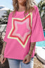 Color Block Star Patched Oversized T-Shirt