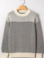 Contrast Color Pattern Lantern Sleeve Sweater