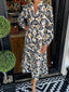 Abstract Floral Print Split Notched Dress