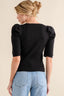 And The Why Puffed Half Sleeve Rib Basic Top
