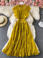 Ruffled Mock Neck Lace Maxi Dress