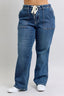 Judy Blue Plus Size High Waist Drawstring Wide Leg Jeans