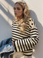 Striped Round Neck Long Sleeve Knit Top