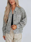 Leopard Button Up Denim Jacket