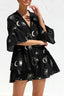 Ruched Printed Three-Quarter Sleeve Mini Dress