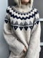 Nordic Pattern High Neck Sweater