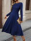 Ribbed Knit A-Line Midi Dress