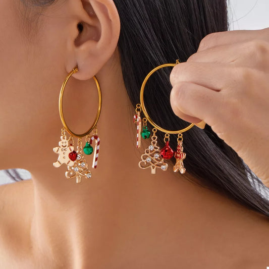 Christmas Theme Hoop Earrings