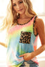BiBi Sleeveless Tie Dye Top with Leopard Band
